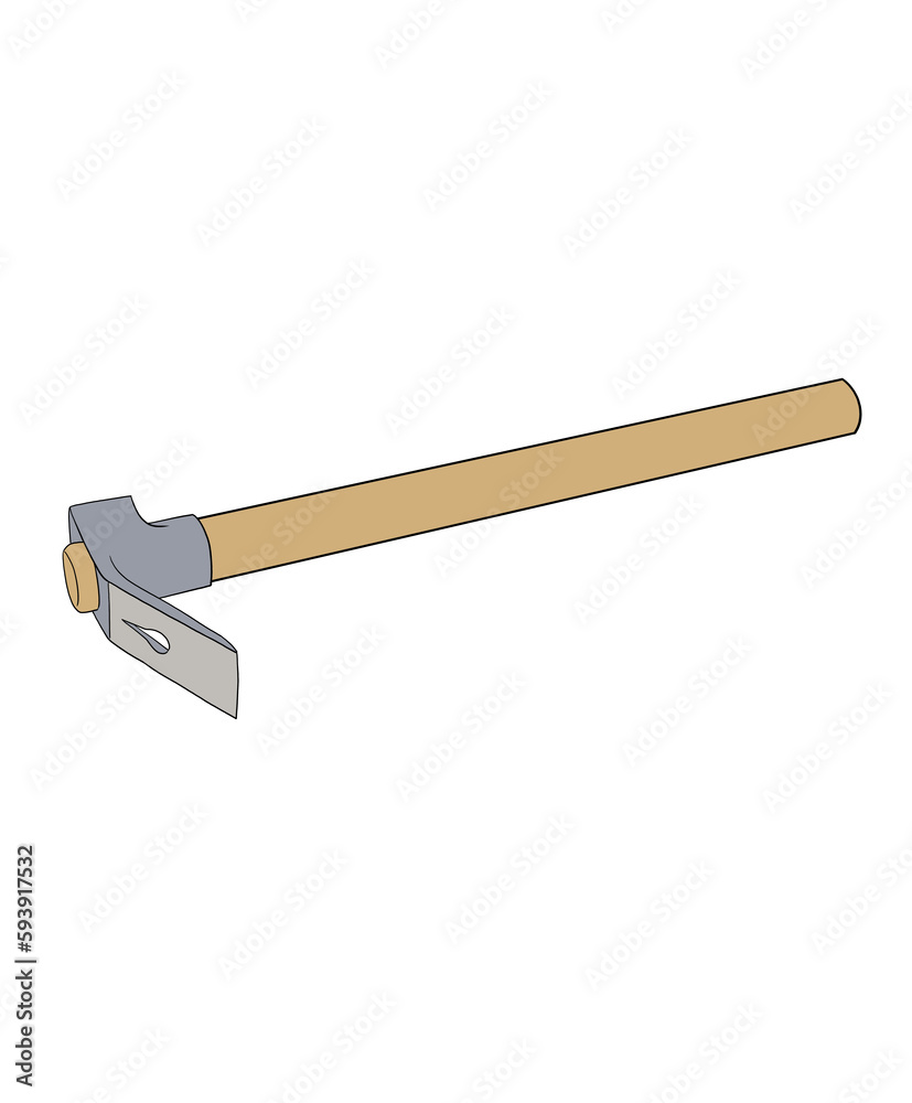 Steel tool with a short wooden handle, one side sharp, one side steel, suitable for driving nails, chipping, driving or removing wood. adze , cutting. Steel tool with a short wooden handle, one side sharp, one side steel, suitable for driving nails, chipping, driving or removing wood. adze , cutting.