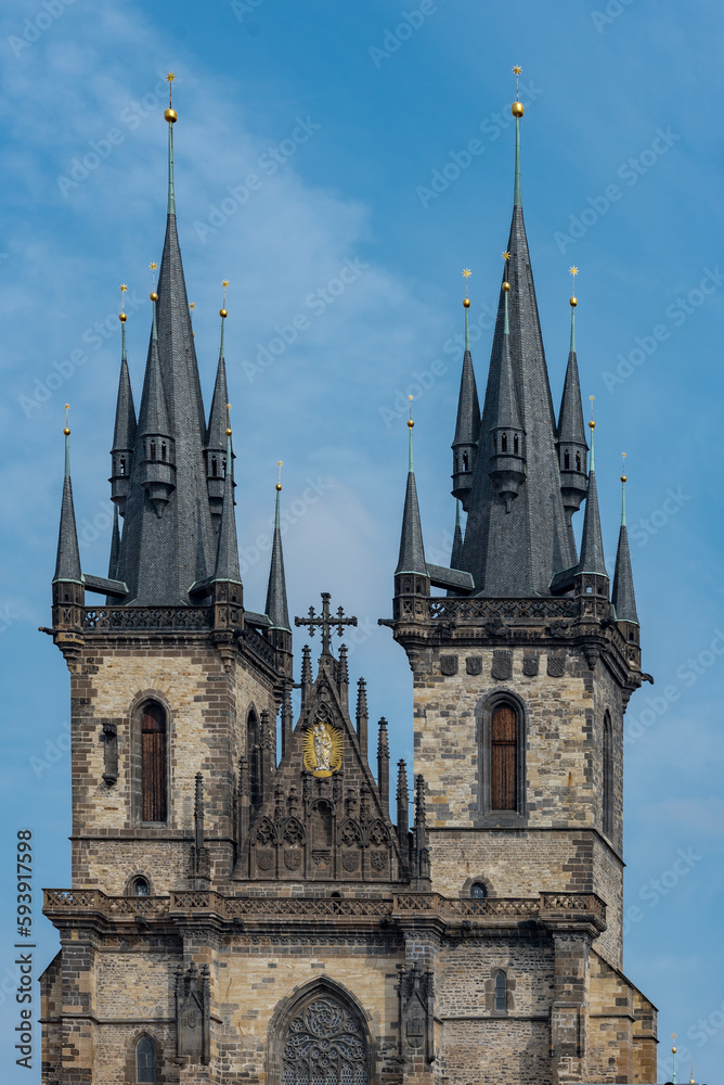 Church of Our Lady before Tyn in Prague, Czech. Old Town Square.