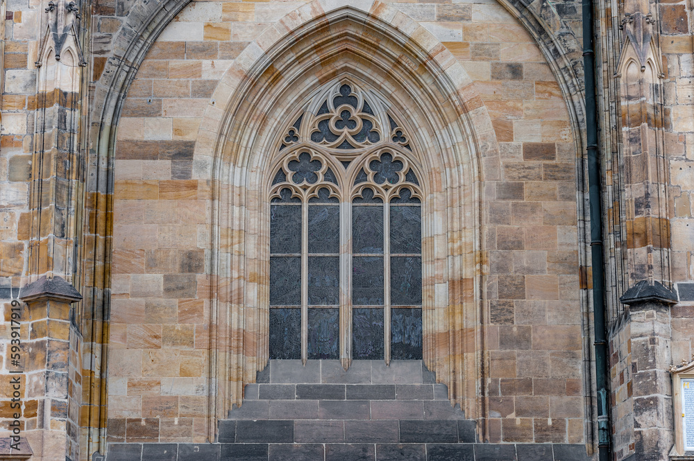  St. Vitus Cathedral Outside Window Ornament. Architectural Element. Prague, Czech Republic