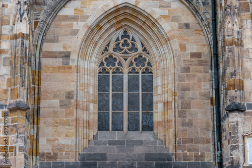  St. Vitus Cathedral Outside Window Ornament. Architectural Element. Prague, Czech Republic