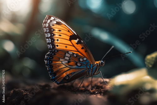 Monarch, Danaus plexippus, butterfly in natural habitat. Beautiful insect. ai generative