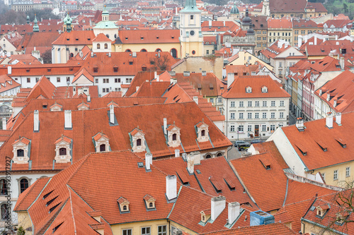 Cityscape of Prague. Old Town Roof Architecture. Prague, Czech Republic