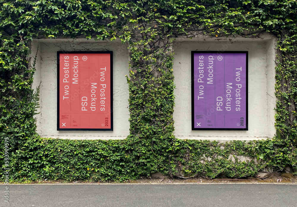 Two Posters on Wall Mockup Stock Template | Adobe Stock