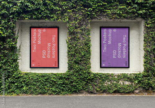 Two Posters on Wall Mockup