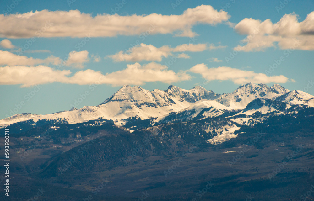 View of the The Scenic Rocky Mountains in Colorado on a Cloudy Day