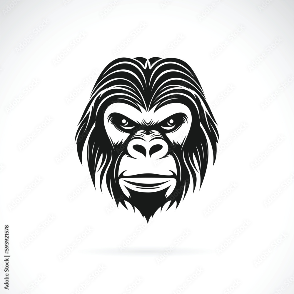 Vector of a gorilla head design on white background. Easy editable layered vector illustration. Wild Animals. Vector of a gorilla head design on white background. Easy editable layered vector illustration. Wild Animals.