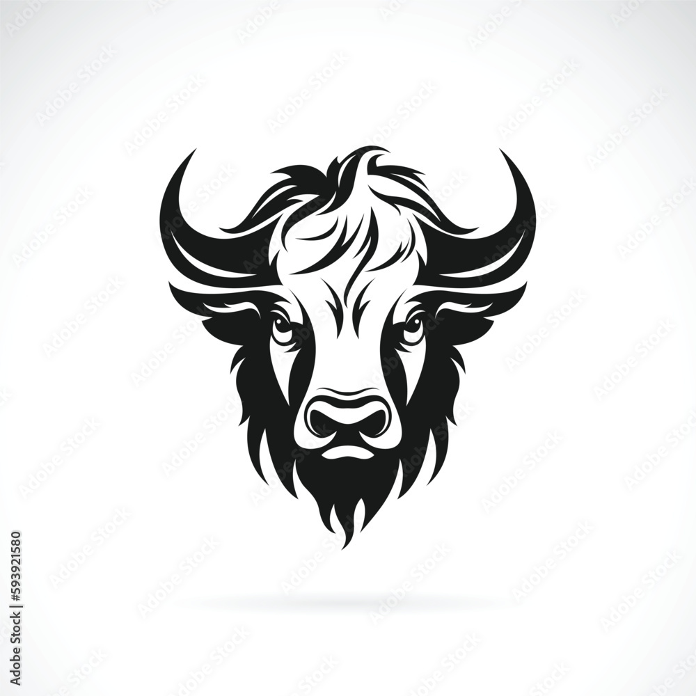 Vector of a bison head design on white background. Easy editable layered vector illustration. Wild Animals.