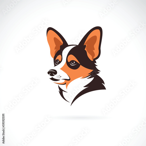 Vector of a pembroke welsh corgi dog head design on white background. Easy editable layered vector illustration. Pets. Animals.