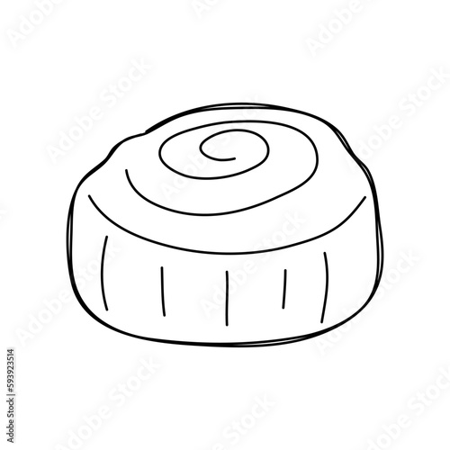Hand drawn raisin bun doodle. Vector illustration.