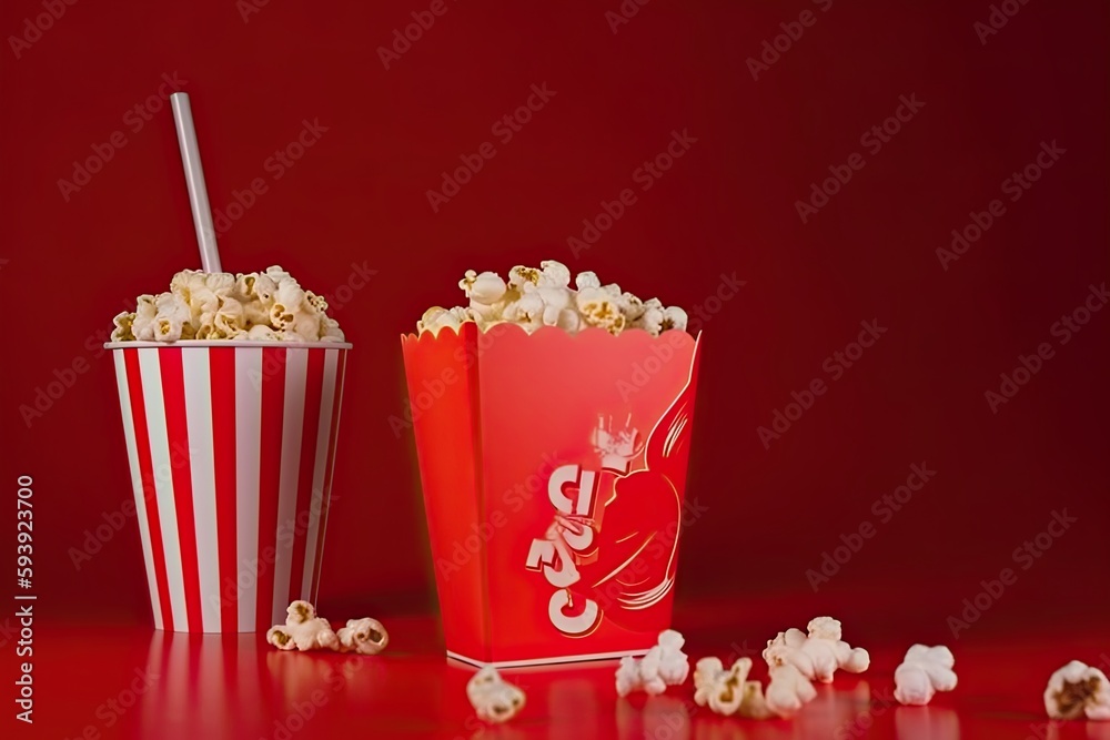  red box of popcorn and cola, ai generative