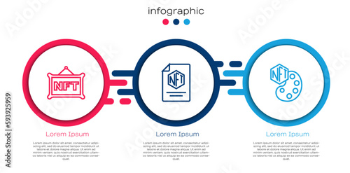 Set line NFT Digital crypto art, contract and . Business infographic template. Vector