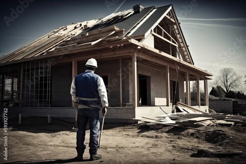 House under construction, b...