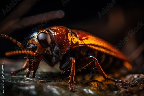 Macro shot on a bug, generative ai © FrankBoston