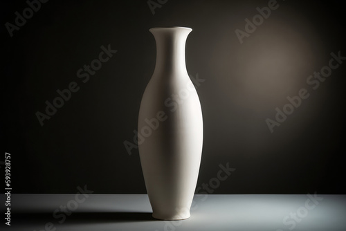 Tall, Slim Vase With Matte White Finish On black Background. Generative AI