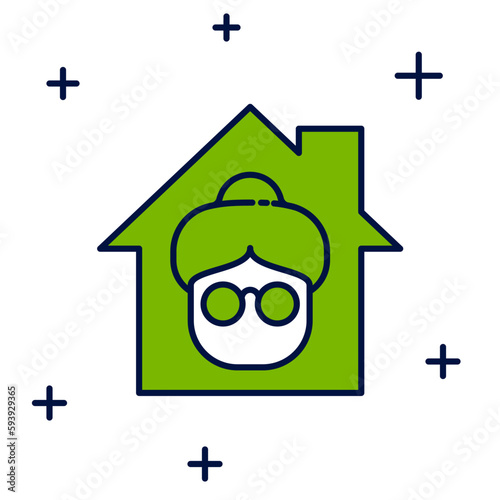 Filled outline Nursing home building icon isolated on white background. Health care for old and sick people. Center for retired people. Vector