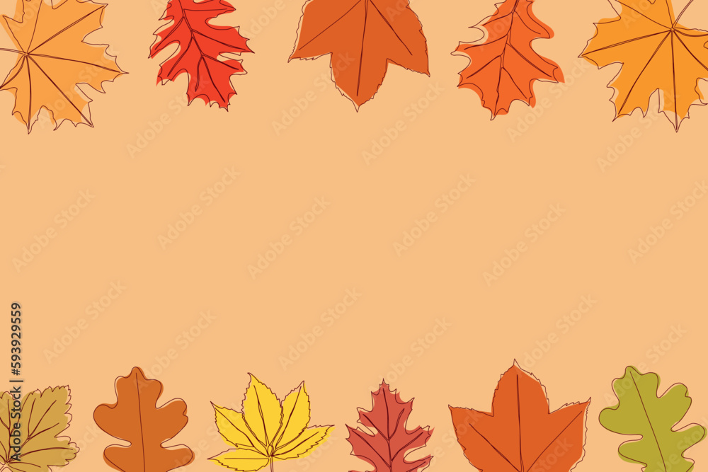 Fototapeta premium Falling golden autumn leaves. Vector illustration of a bright colorful autumn background