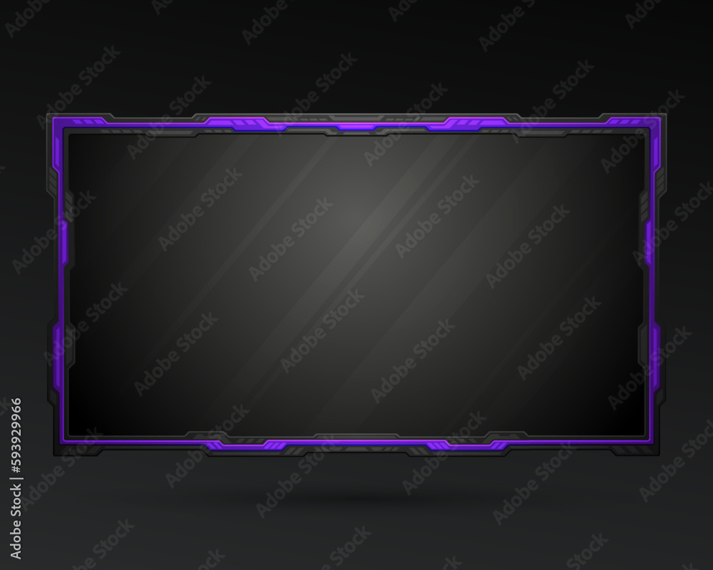 Futuristic black game overlay facecam stream gui screen panel border ...