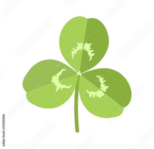 Clover. Green clover leaf isolated on white background. Vector illustration, each part of the shamrock is on a separate layer.