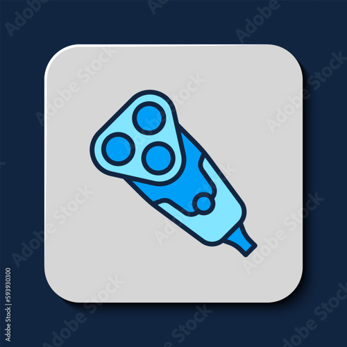 Filled outline Electric razor blade for men icon isolated on blue background. Electric shaver. Vector