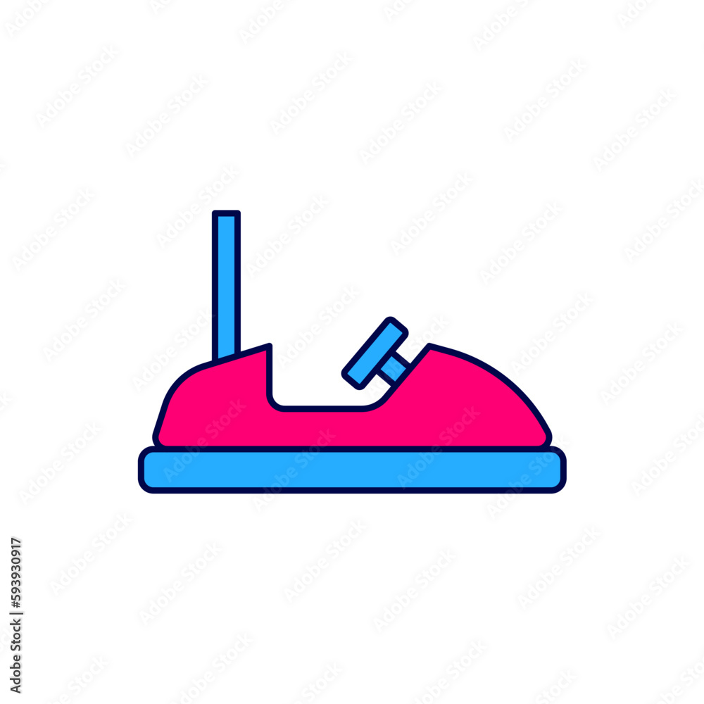 Filled outline Bumper car icon isolated on white background. Amusement park. Childrens entertainment playground, recreation park. Vector Filled outline Bumper car icon isolated on white background. Amusement park. Childrens entertainment playground, recreation park. Vector