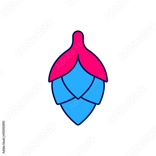 Filled outline Hop icon isolated on white background. Vector