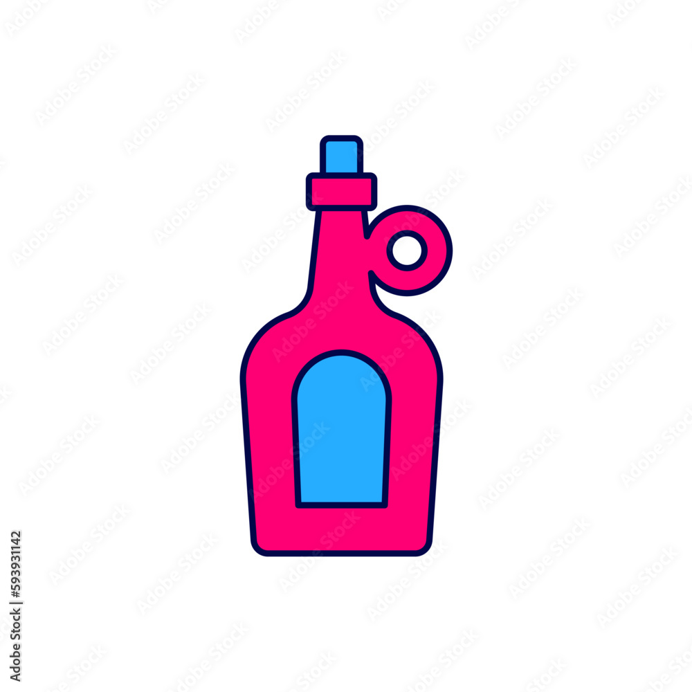Filled outline Bottle of maple syrup icon isolated on white background. Vector Filled outline Bottle of maple syrup icon isolated on white background. Vector