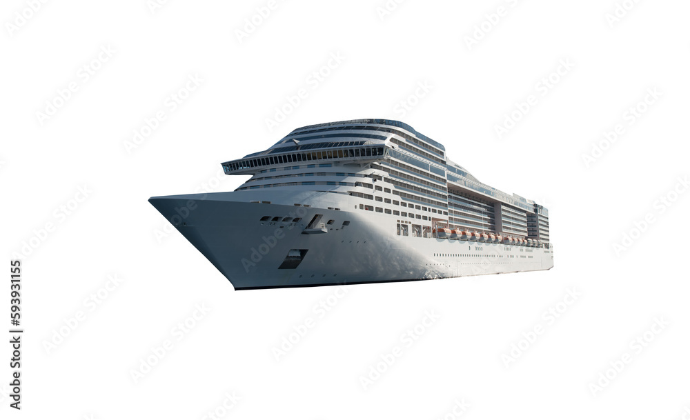 Isolated big luxury cruise ship ready for summertime. transparent png - obrazy, fototapety, plakaty 