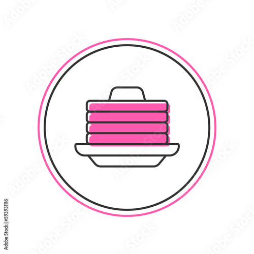 Filled outline Stack of pancakes with honey icon isolated on white background. Breakfast concept. Vector