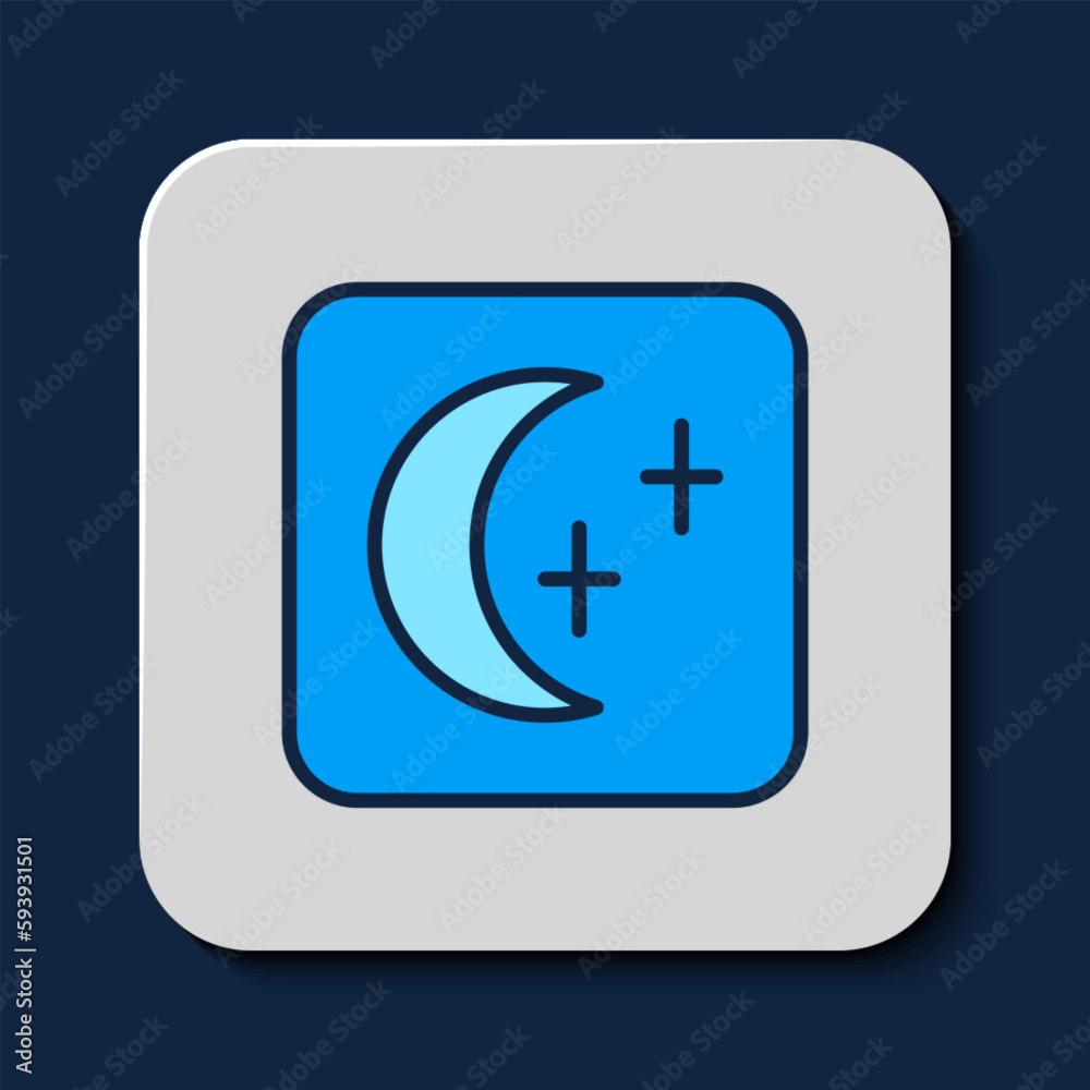 Filled outline Moon and stars icon isolated on blue background. Cloudy night sign. Sleep dreams symbol. Full moon. Night or bed time sign. Vector Filled outline Moon and stars icon isolated on blue background. Cloudy night sign. Sleep dreams symbol. Full moon. Night or bed time sign. Vector