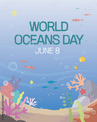 Ocean Day whale and marine life illustration