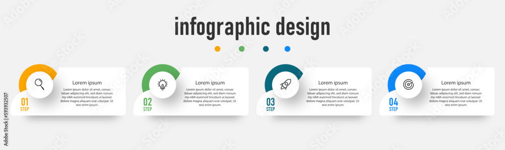 Infographic modern business template with icons and 4 options or steps. Can be used for process diagram, presentations, workflow layout, banner, flow chart,
 - obrazy, fototapety, plakaty 