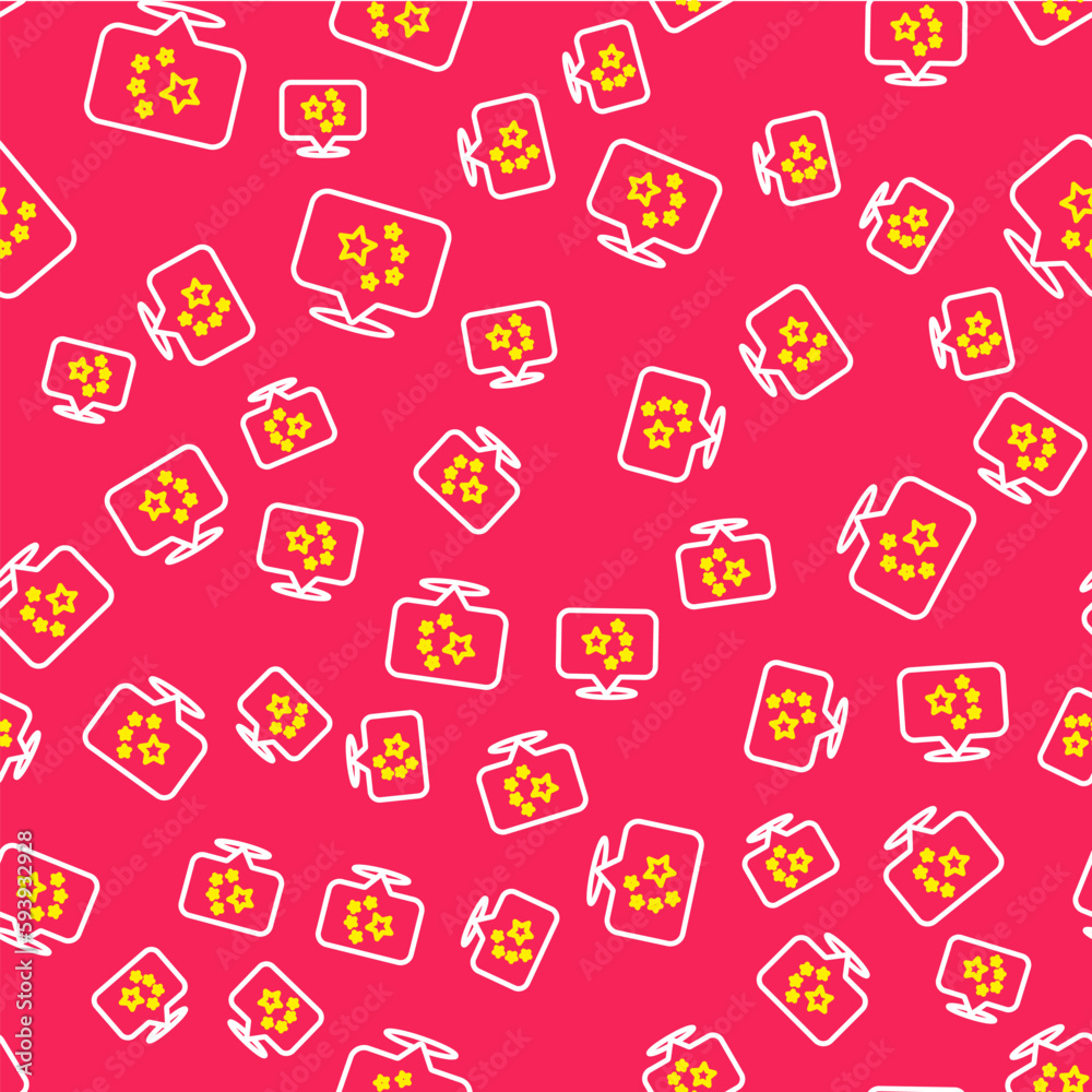 Line China flag icon isolated seamless pattern on red background. Vector Line China flag icon isolated seamless pattern on red background. Vector