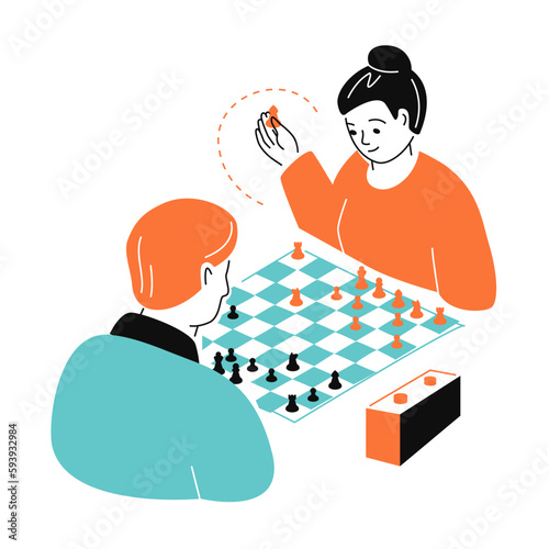 Chess game - colorful flat design style illustration