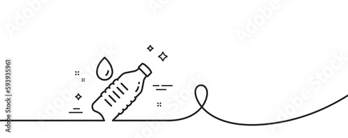Water bottle line icon. Continuous one line with curl. Clean aqua drink sign. Liquid symbol. Water bottle single outline ribbon. Loop curve pattern. Vector