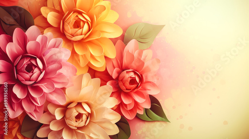 Spring festive background with flowers, generative AI.