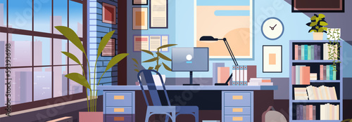 creative empty no people apartment modern loft interior of open space home office with furniture for corporate or freelance work