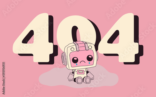 404 error page design. Web site problem, failure, website access denied concept. Unavailable webpage, inaccessible network mistake. Flat graphic vector illustration isolated on white background