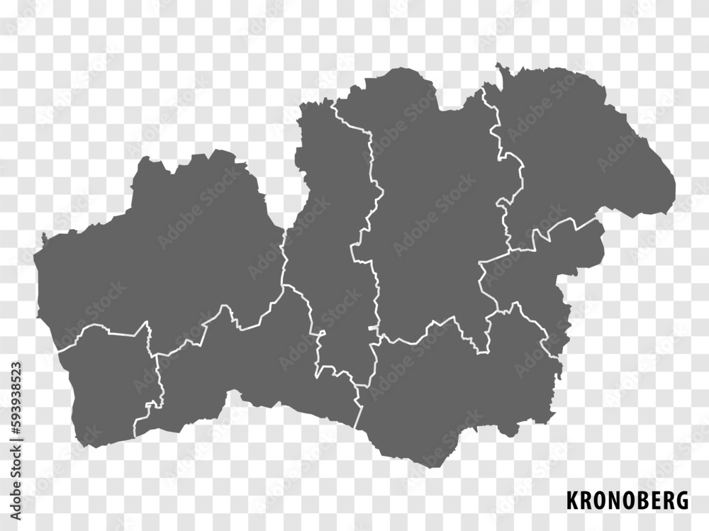 Blank map Kronoberg County  of  Sweden. High quality map Kronoberg County on transparent background for your web site design, logo, app, UI.  Sweden.  EPS10.