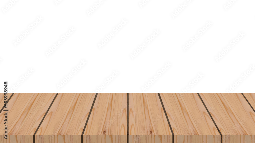 Wooden shelf table on white background, vector illustration. Wooden shelf table on white background, vector illustration.