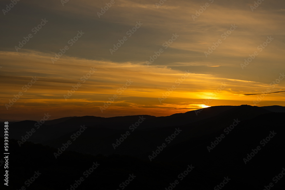 Sunset in mountains in summer landscape Sunset in mountains in summer landscape