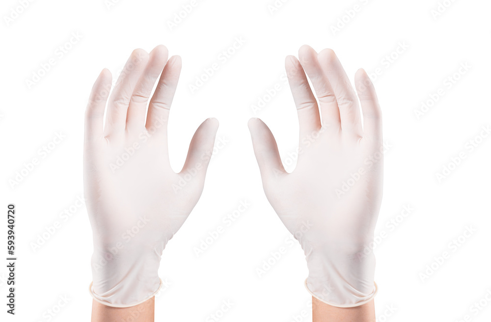 Hands in medical rubber gloves, clean background Hands in medical rubber gloves, clean background