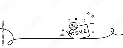 Sale tag line icon. Continuous one line with curl. Shopping discount sign. Clearance symbol. Sale single outline ribbon. Loop curve pattern. Vector