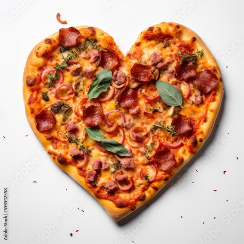 A heart shaped pizza with pepperoni and cheese on it
