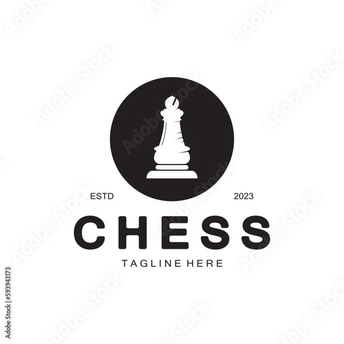 Chess strategy game logo with horse, king, pawn, minister and rook. Logo for chess tournament, chess team, chess championship, chess game application. © Tomi43