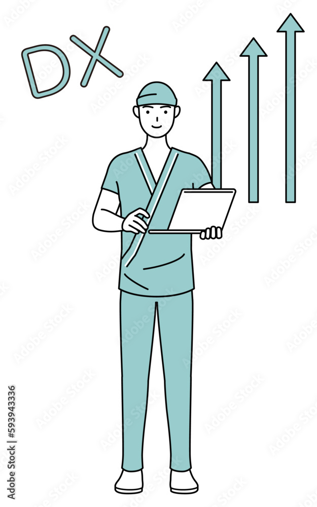 DXのイメージ、業務改善に成功した男性入院患者