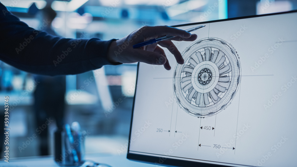 Close Up of a Desktop Computer Monitor Screen with 3D CAD Software with ...