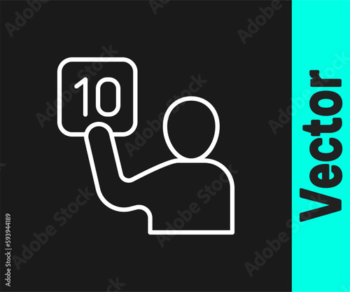 White line Assessment of judges icon isolated on black background. Vector
