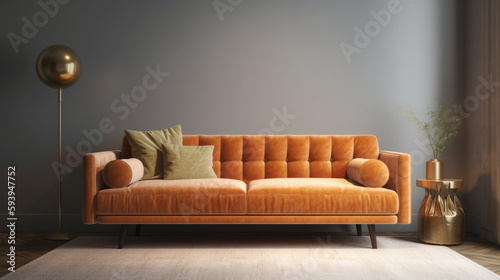 Soft sofa on background, illustration. Al generated © ArtStage