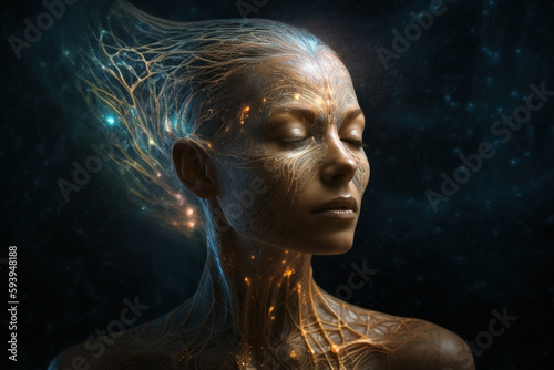 Portrait of spiritual being connecting to the divine Generative Ai.