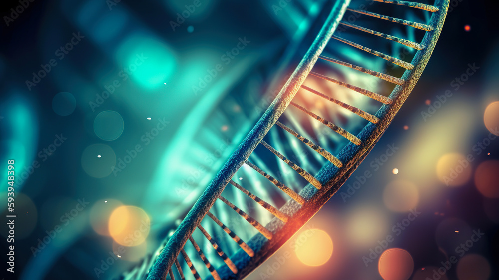 Macro close-up of a DNA double helix, AI generated image Macro close-up of a DNA double helix, AI generated image